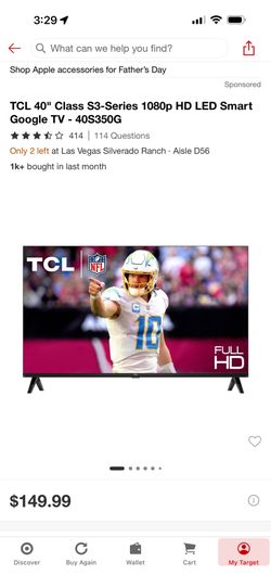 TCL 40” Smart Google TV – Like New - MOVING SALE