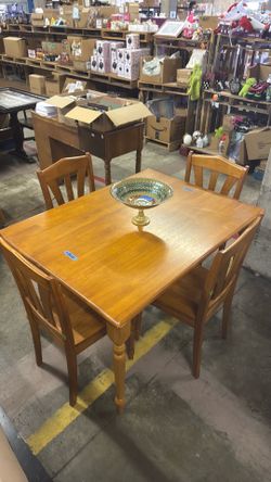 Solid wood dining table with chairs
