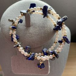 Lapis And Pearl Bracelet 