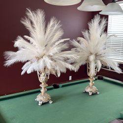 Set of 2 XL Elegant Feather Centerpieces 