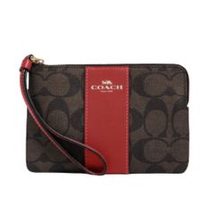 NWT Coach Corner Zip Wristlet In Signature Canvas