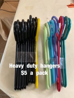 Heavy  duty  hangers  -  $5  a  pack  (10 counts  in  a  pack)