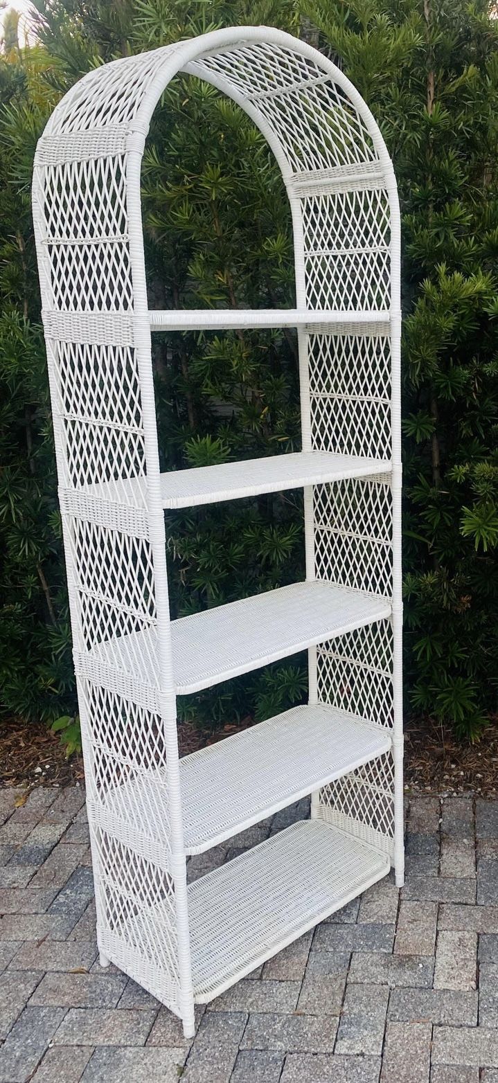 Vintage 1970s Rattan Wicker Etagere Bookcase Shelves- 2 Available
