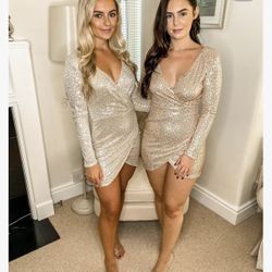 Long Sleeve  Sequin Party Dress 