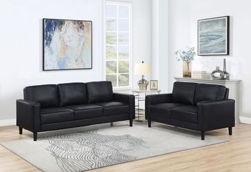 Sofa and Loveseat Black Faux Leather, New Especial price