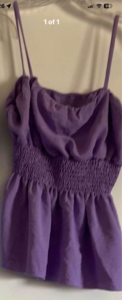 Papaya Purple Smocked Waist Spaghetti Strap Top size large