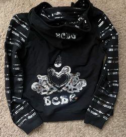 Y2K BCBG Maxazaria Women’s Bling Zip Up Hoodie Jacket Sz LP