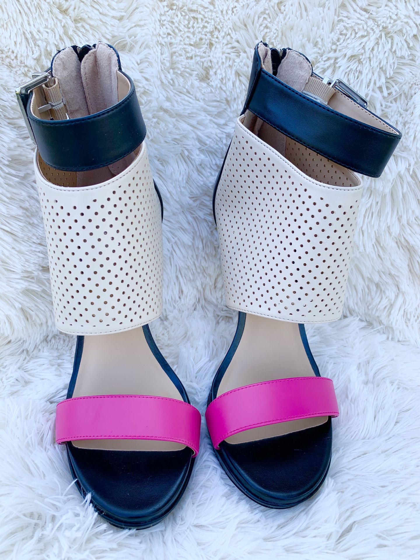 Juicy Couture hot pink/black/cream High Heels