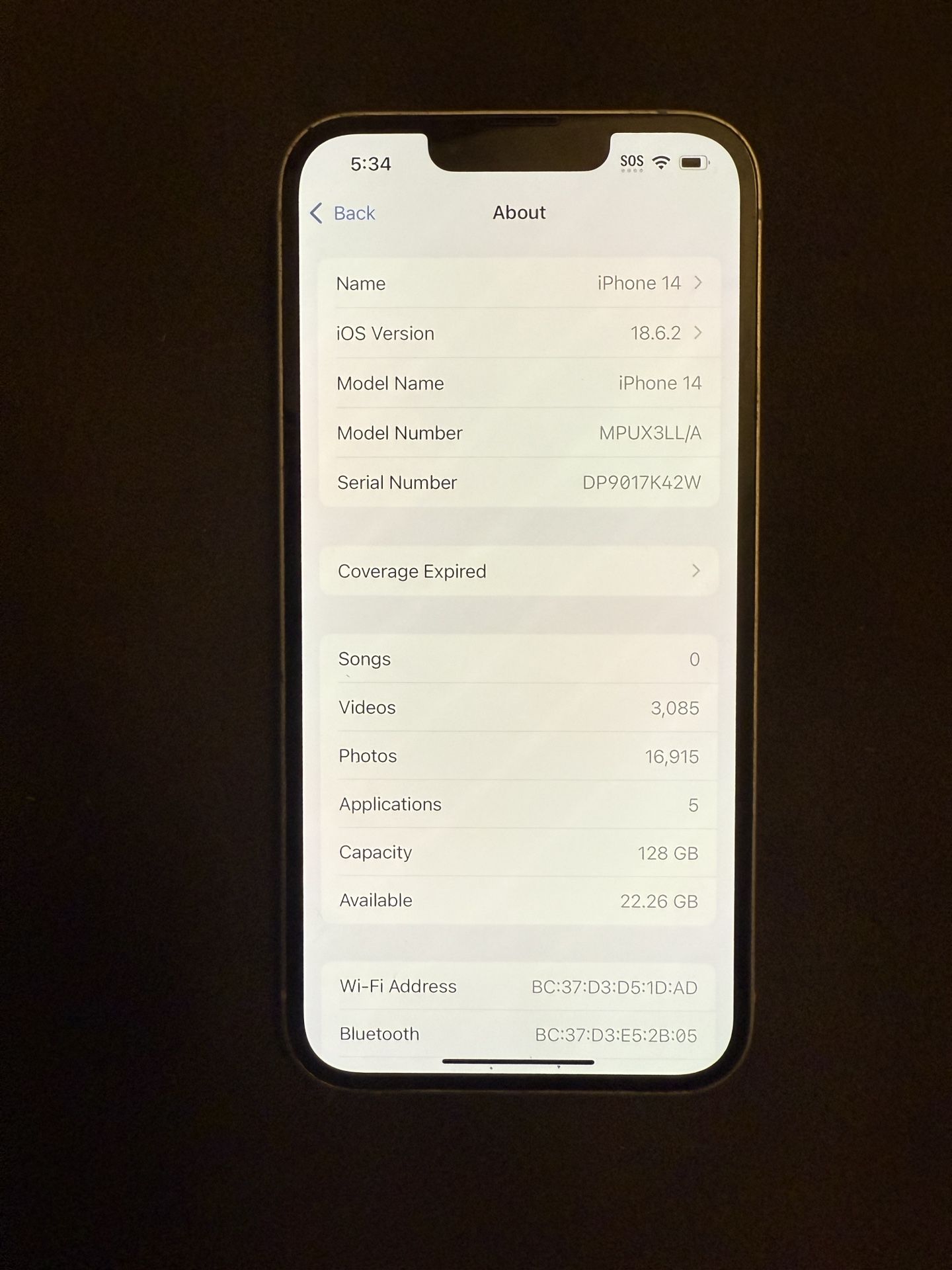 iPhone 14 Lilac 128G Wifi Only/For Parts