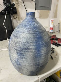 Blue And White Circular Ceramic Vase