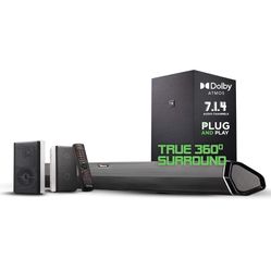 Nakamichi Shockwafe Pro 7.1.4 Channel 600W Dolby Atmos/DTS:X Soundbar with 8" Wireless Subwoofer, 2 Rear Surround Speakers. 