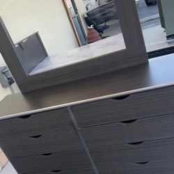 Kathy 8 Drawer With Mirror Grey Color 