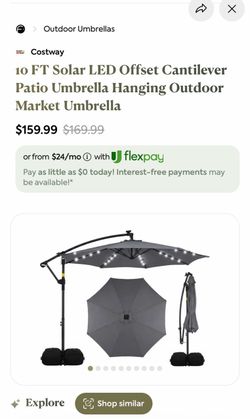 Solar umbrella with weights.