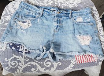 Women's OLD NAVY American Flag DISTRESSED Jean Shorts 