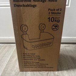 Set of 2 Adhesive/Suction Bathroom Shelves - Brand New