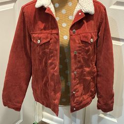 Love Tree Medium Red Corduroy Jacket Flocked Lined