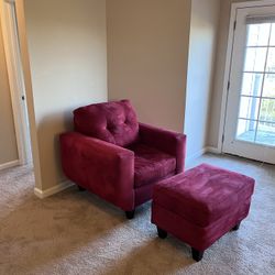Cozy Red Reading Chair w/matching Ottoman $50 OBO