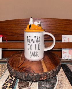 Rae Dunn Beware Of The Bark Topper Mug