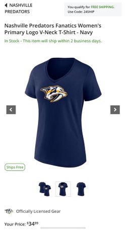 Nashville Predators Women's Primary Logo V-Neck T-Shirt - Navy