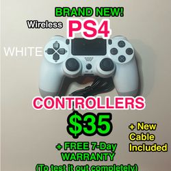 🎮 Brand New PS4 Wireless Controller White w/ Cable 🎮