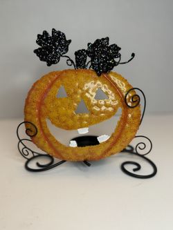 Vintage Halloween Jack O Lantern Tea Light Candle Holder