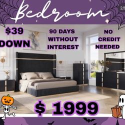 NEW ONLINE SPECIAL LUXURY BEDROOM FURNITURE SET- MATTRESS ARE AVAILABLE AND FINANCING 