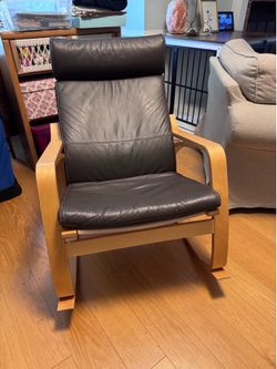 IKEA POÄNG Leather Rocking Chair – Birch Bentwood Frame