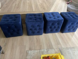 2 footstool Ottomans in royal blue(2 Are Sold) 