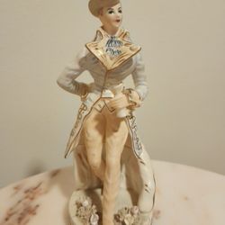 A Fine Rare Antique Porcelain Dresden Style Man Figurine 