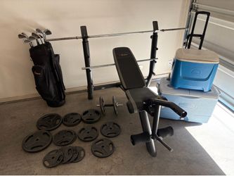Go Gear Weight Bench with Barbell and Weight Plates