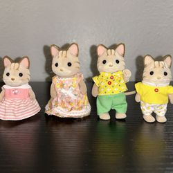 Calico critters sylvanian families Sandy Cat Family Of 4 Kids Toys Animals Gift