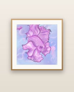 Halfmoon in Bloom ("halfmoon" is the tail type — collectors of fish art know it)