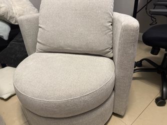 2 Beige Fabric Swivel Accent Chair