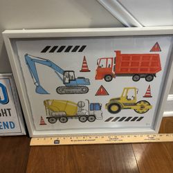 Framed Construction Vehicles Art