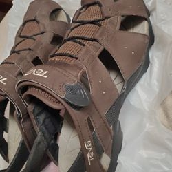 Teva Brown Leather Sandals Shoes Men Size 11