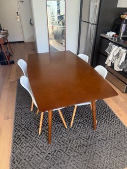 60 Inch Dining Table with 4 chairs - Walnut