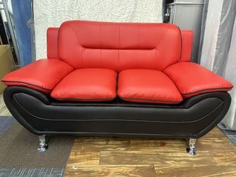 Red Leather Love Seat