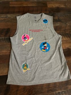 Walt Disney World 50th Anniversary Vault Collection Retro "Stickers" Sleeveless Large T-Shirt