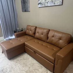 Brand New Leather Sleeper Sectional Sofa Bed 