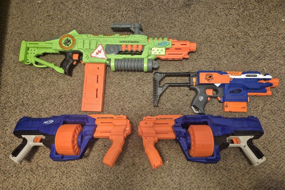 A Lot Of 6 Nerf Guns - Revoltinator, Surgefire, Megalodon