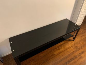 Modern Black Glass TV Stand / Entertainment Center – Excellent Condition