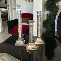 silver candlesticks 12”10”8 inch 