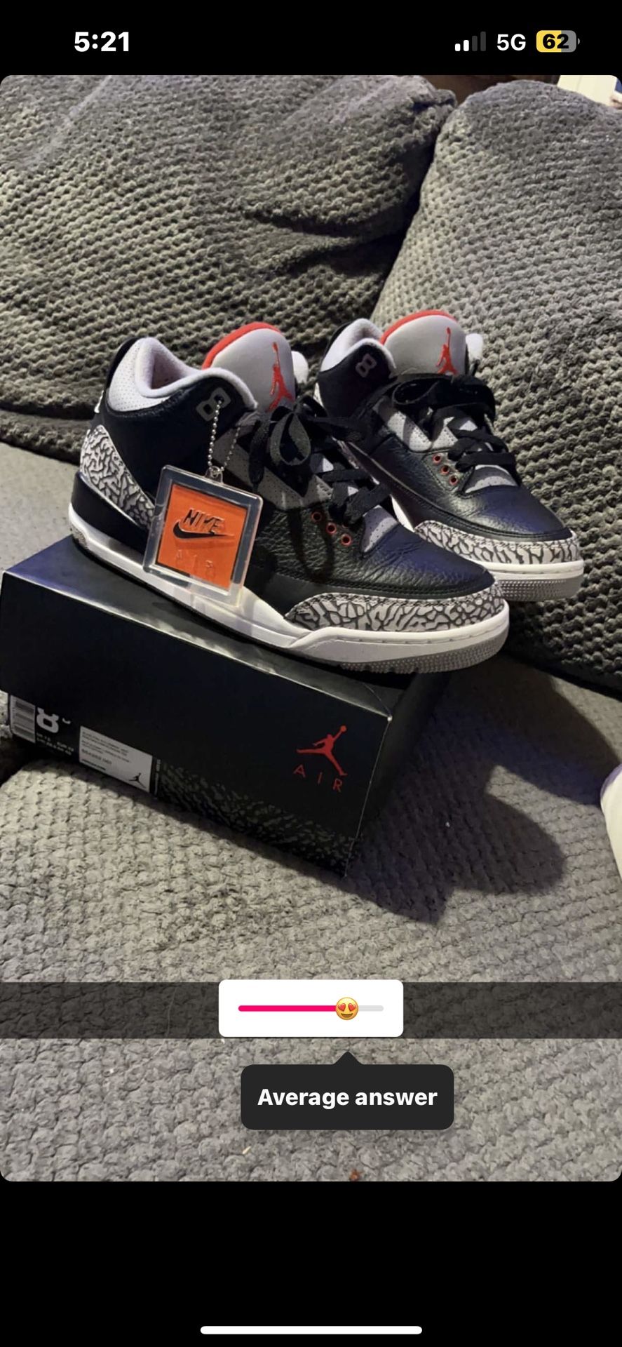 Jordan 3 Black Cement Size 8.5