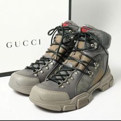 Gucci Flashtrek High-Top Sneakers – Men’s Size 8, Grey, Gently Used