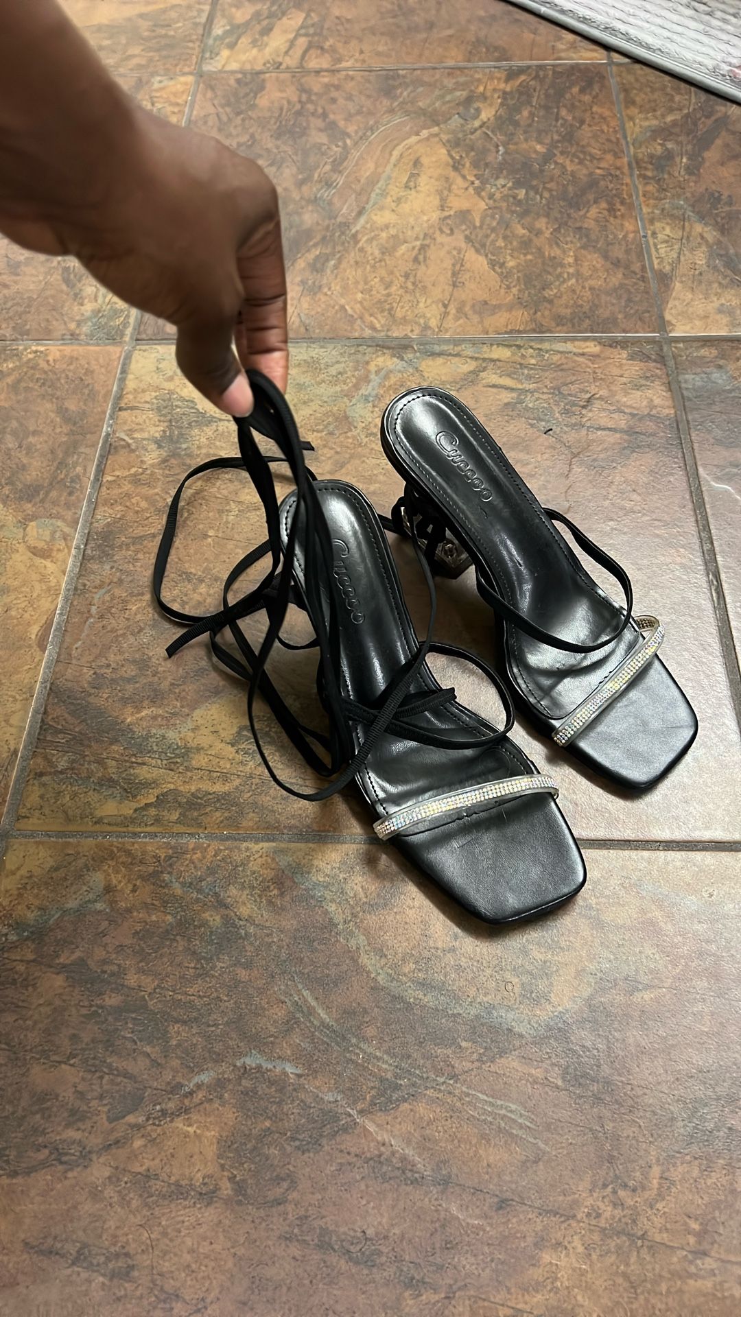 Black Strap Heels 
