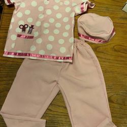 Child’s Halloween Medical Assistant Pink & White Polka Dots Set Size 4-6