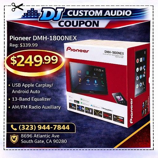 Pioneer Car Stereo Double Din Apple Carplay Android Auto Bluetooth USB Am Fm Radio EQ DMH-1800NEX 🚨 Payment Options Available 🚨 No Credit Needed 🚨