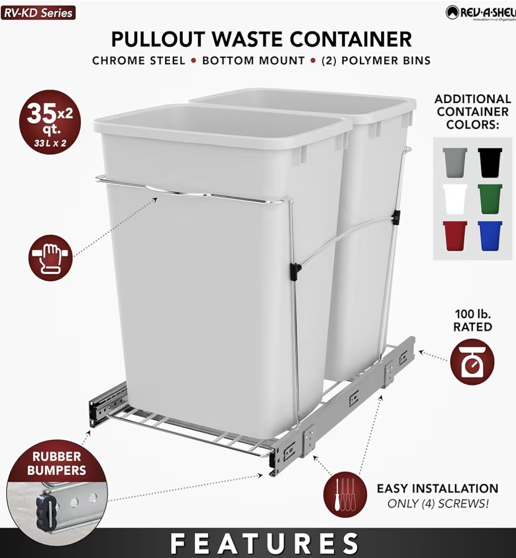 NEW Pull-out Recycling & Garbage Set New In Box