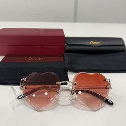  Red Heart Cartier Glasses (Diamond cut) Silver Frame
