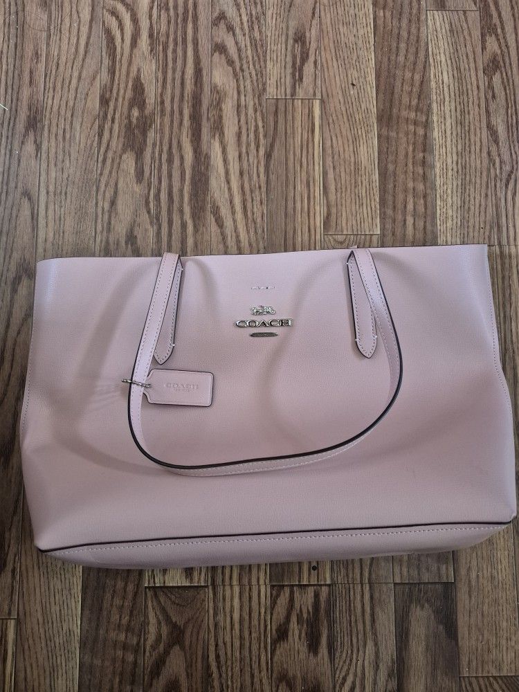 Pink Coach Leather Tote Bag
